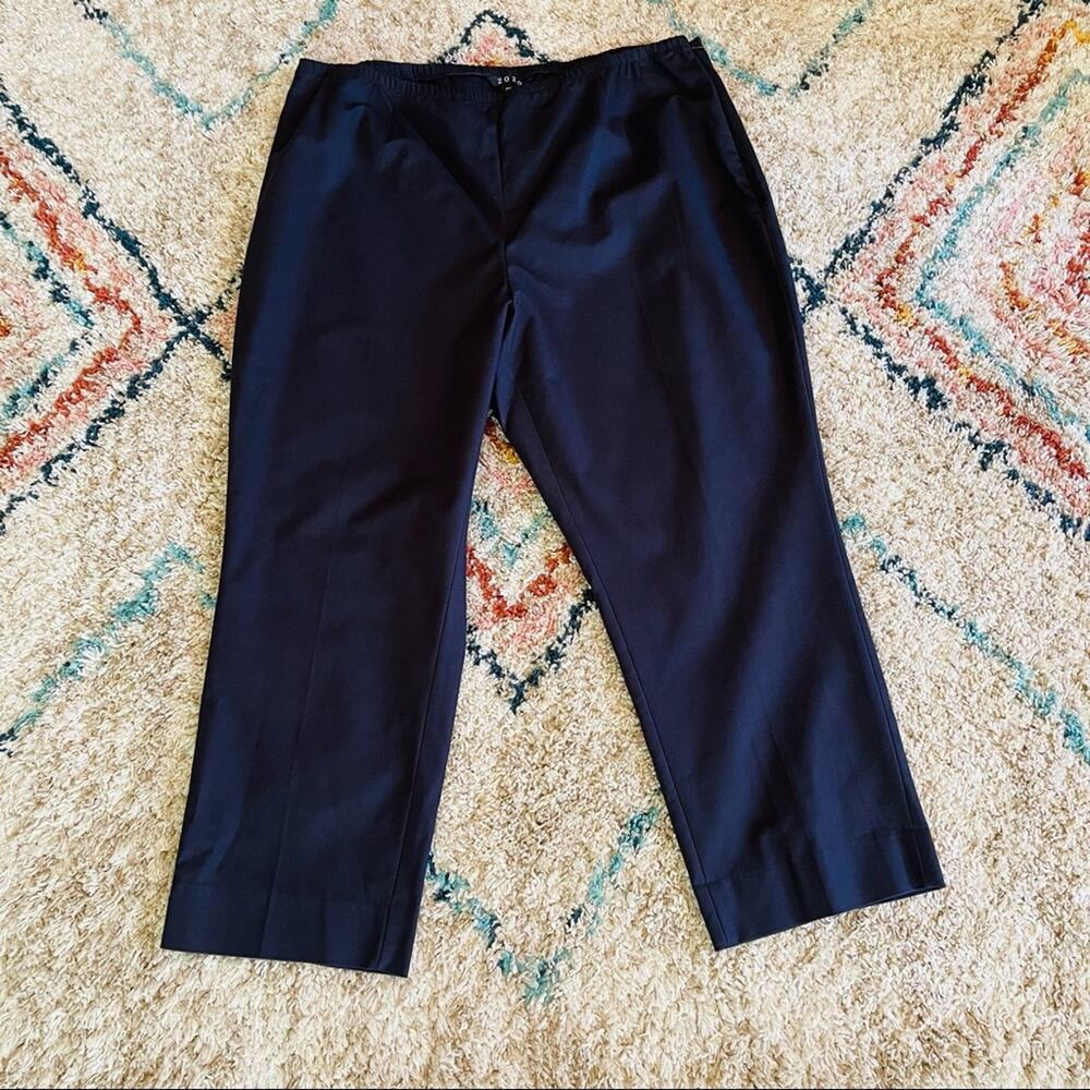 Zozo navy blue high waisted cropped lightweight office trouser pants 20W
